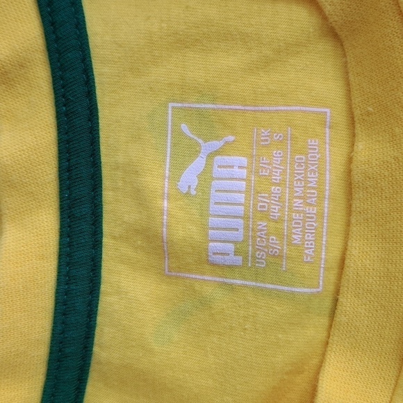 Puma Brazil Soccer spell out flag yellow & green SM casual summer t-shirt - Picture 5 of 5